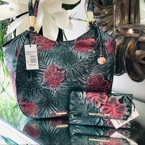 Brahmin Green Solandra Tote & Checkbook Wallet NWT